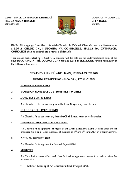 13-05-2024 - Agenda - Council Meeting front page preview
                              