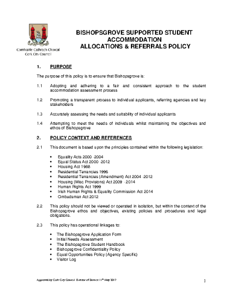 Bishopsgrove Allocations Policy front page preview
                              