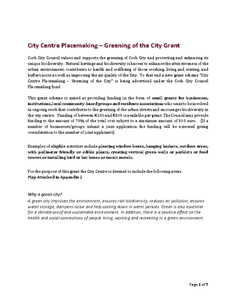City Centre Placemaking - Greening of the City Grants front page preview
                              