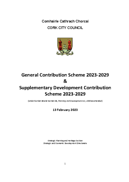 Adopted Development Contributions Scheme 2023-2029 front page preview
                              