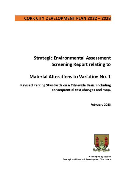 SEA Screening Report relating to Material Alterations to Variation No 1 front page preview
                              