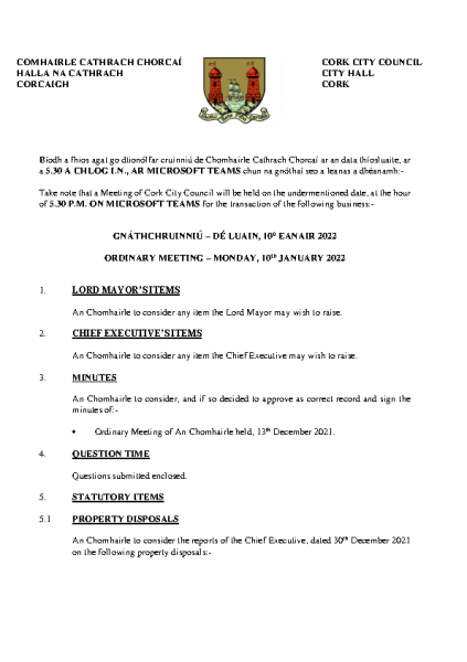 10-01-2022 - Agenda - Council Meeting front page preview
                              