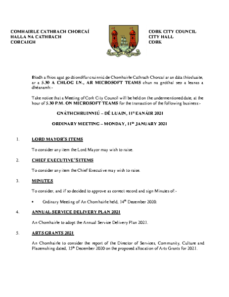 11-01-2021 - Agenda - Council Meeting front page preview
                              