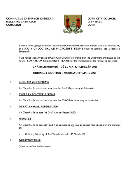 12-04-2021 - Agenda - Council Meeting front page preview
                              