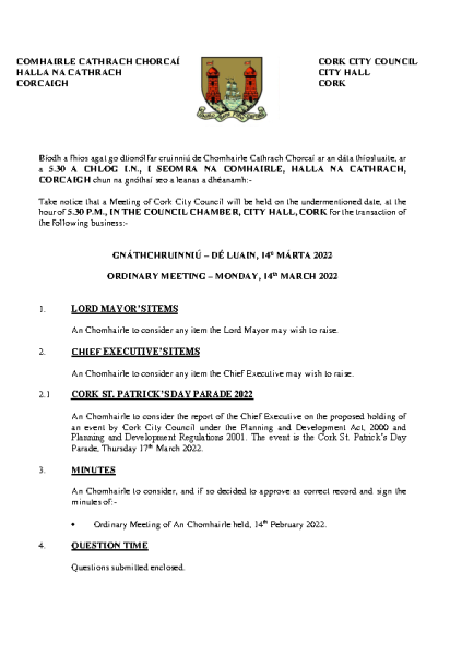 14-03-22 - Agenda - Council Meeting front page preview
                              