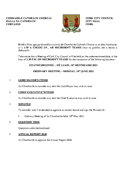 14-06-2021 - Agenda - Council Meeting front page preview
                              