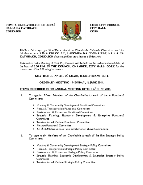 2014-06-16 - Agenda - Council Meeting front page preview
                              