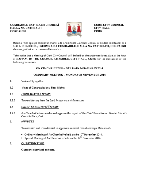 2014-11-24 - Agenda - Council Meeting front page preview
                              