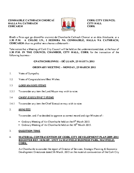 2015-03-23 - Agenda - Council Meeting front page preview
                              