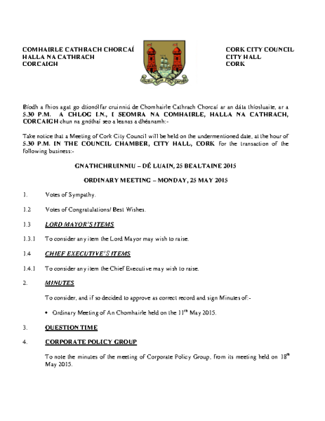 2015-05-25 - Agenda - Council Meeting front page preview
                              