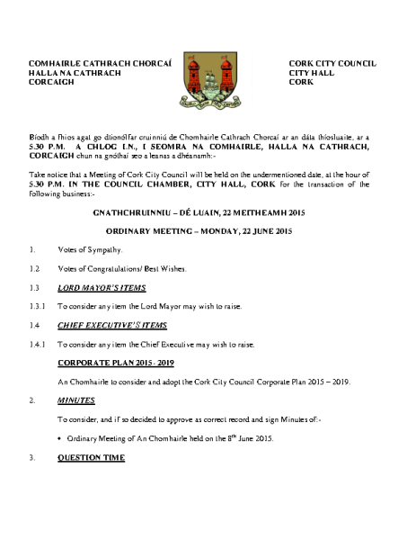 2015-06-22 - Agenda - Council Meeting front page preview
                              