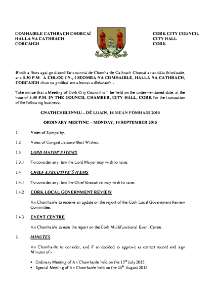 2015-09-14 - Agenda - Council Meeting front page preview
                              