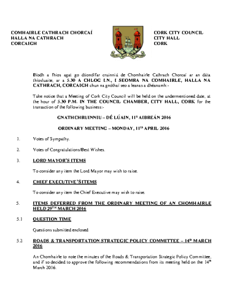 2016-04-11 - Agenda - Council Meeting front page preview
                              