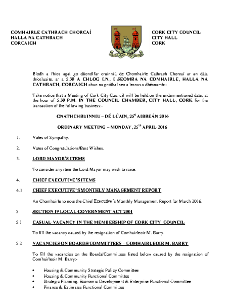 2016-04-25 - Agenda - Council Meeting front page preview
                              