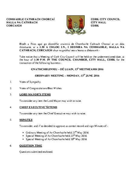 2016-06-13 - Agenda - Council Meeting front page preview
                              