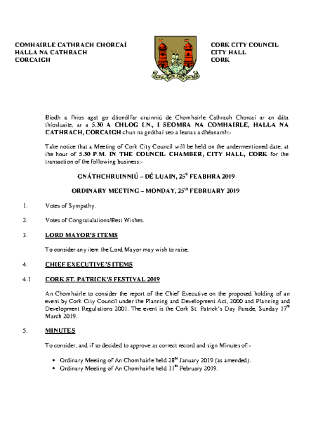 2019-02-25 - Agenda - Council Meeting front page preview
                              