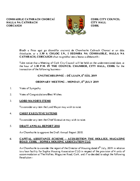 2019-07-08 - Agenda - Council Meeting front page preview
                              