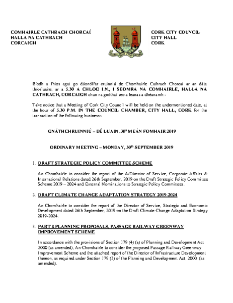 2019-09-30 - Agenda - Council Meeting front page preview
                              