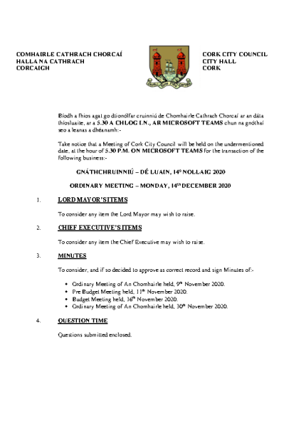 2020-12-14 - Agenda - Council Meeting front page preview
                              