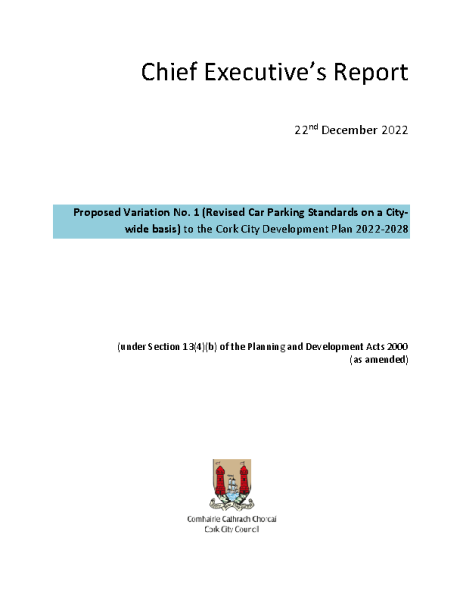 Chief Executive's Report on Proposed Variation No. 1 front page preview
                              