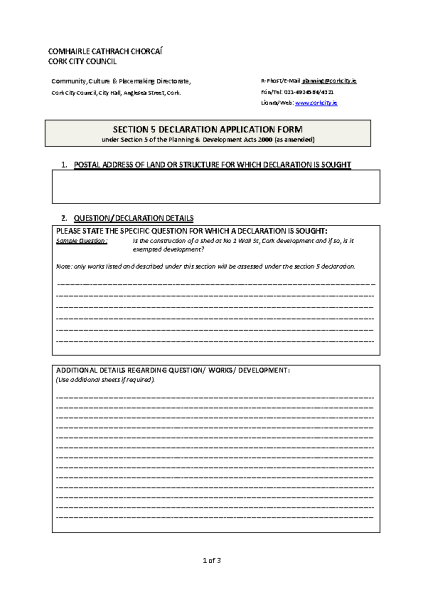 Section 5 Declaration Application Form front page preview
                              