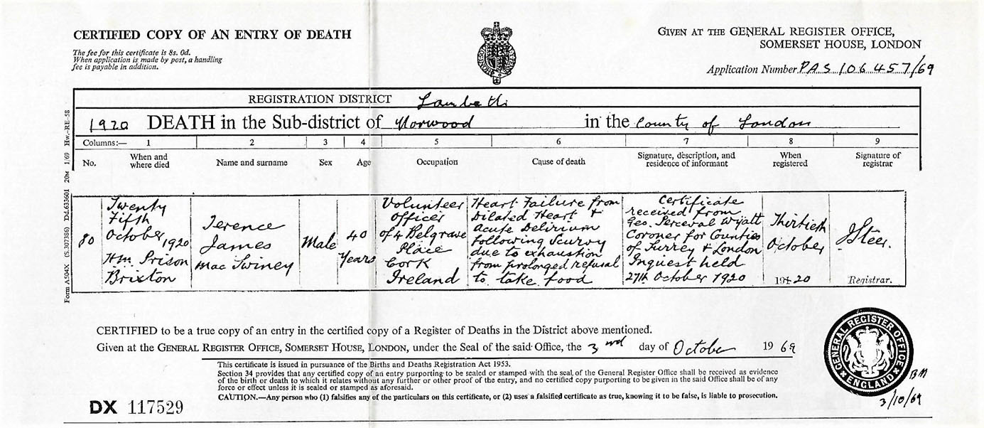 Terence-MacSwiney-Death-Certificate