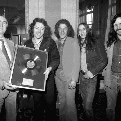 Rory getting presented with his Golden Disc at the Capitol Cinema