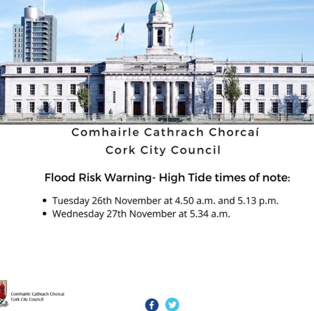 Flood warning high tide times Nov 26-27