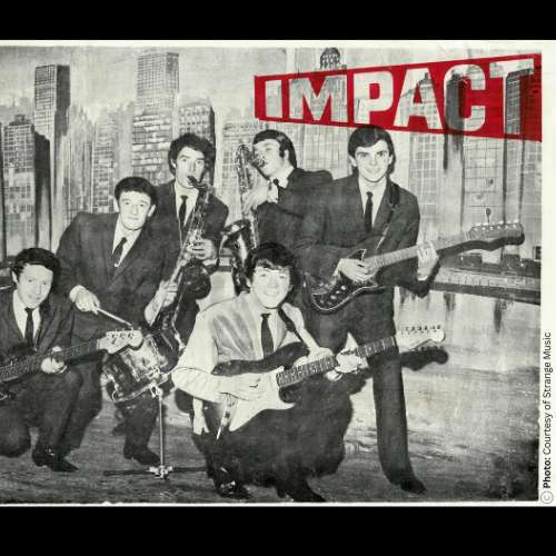 Rory with the band Impact before playing at the Palm Court Ballroom