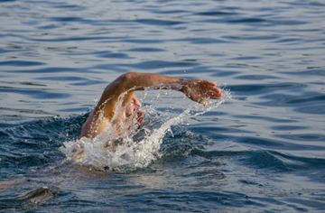 Man open water swimming