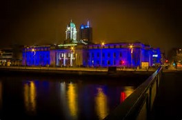 City Hall lit in blue