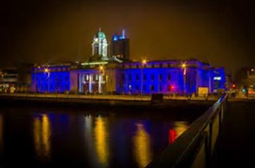 City Hall lit in blue