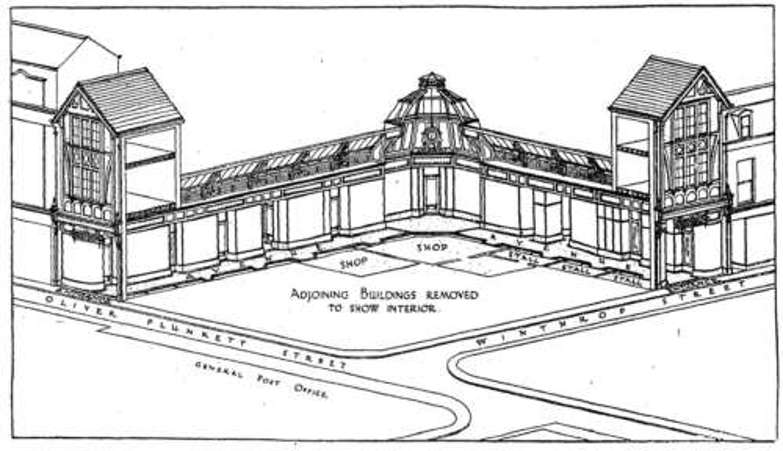 Sketch of Winthrop Arcade by architects Messrs Levie and Chillingworth, March 1926 (source: Cork City Library).