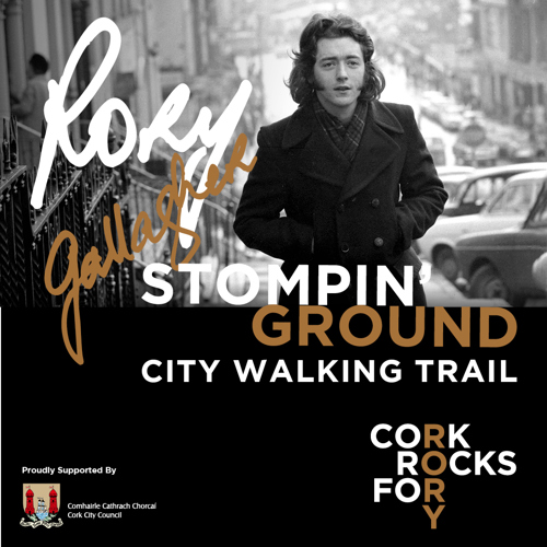A poster for the Stompin Ground City Walking Trail for Cork Rocks for Rory