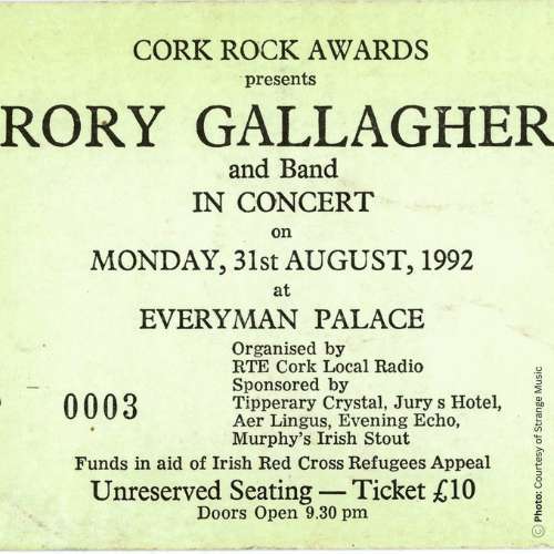 Poster for Rory Gallagher concert in the Everyman Palace in 1992