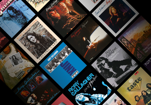 A collage photo of Rory Gallagher's album covers
