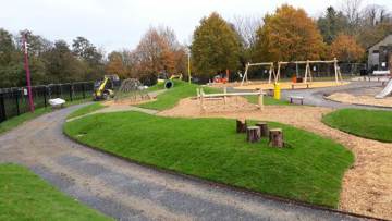 High overview of park playground area