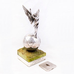 Silver Trophy and Cigarette Case