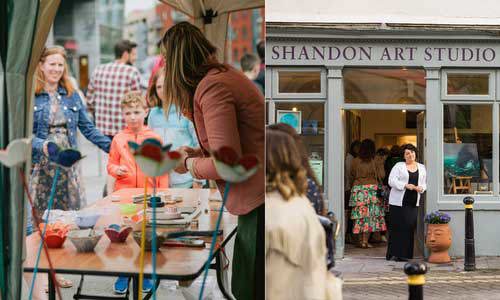 Artists displaying their products