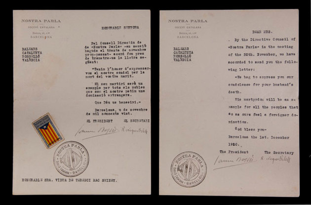 Letter-of-Sympathy-on-the-death-of-Terence-MacSwiney-from-Catalonian-Government-President-1920 Letter-of-Sympathy-on-the-death-of-Terence-MacSwiney-from-Catalonian-Government-President-1920