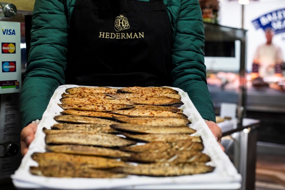 Smoked fish display