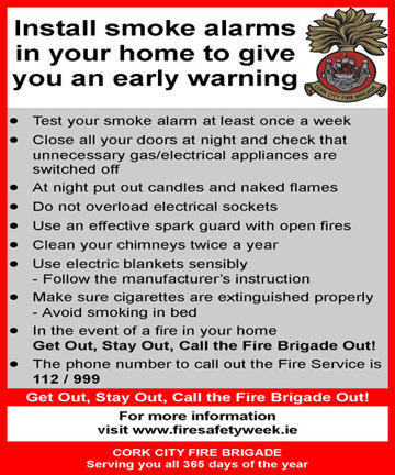 Poster showing Smoke alarm warnings and safety tips