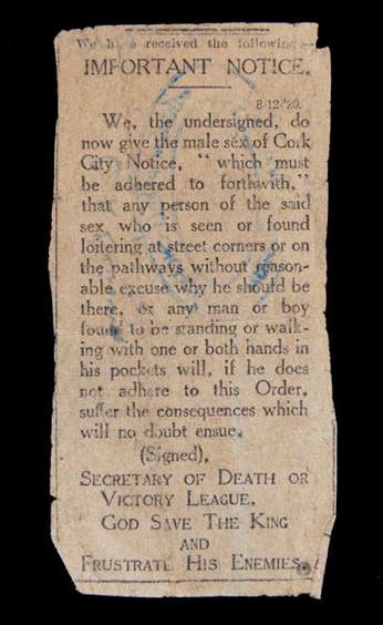 Newspaper-Notice-by-Black-and-Tans-warning-of-Loitering-at-Corners Newspaper-Notice-by-Black-and-Tans-warning-of-Loitering-at-Corners