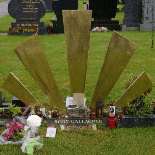Rory Gallagher's gravestone in Saint Oliver's Cemetery in Carrigrohane